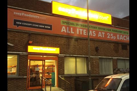 The store, which is in the same building as the easyBus depot, is heavily promoting its 25p per item introductory offer.